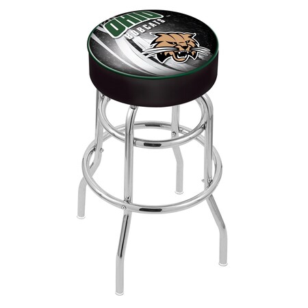 Holland Bar Stool Co 30" Ohio University Cushion Seat, 2-Ring Chrome Swivel Bar Stool L7C130UnivOH-D2